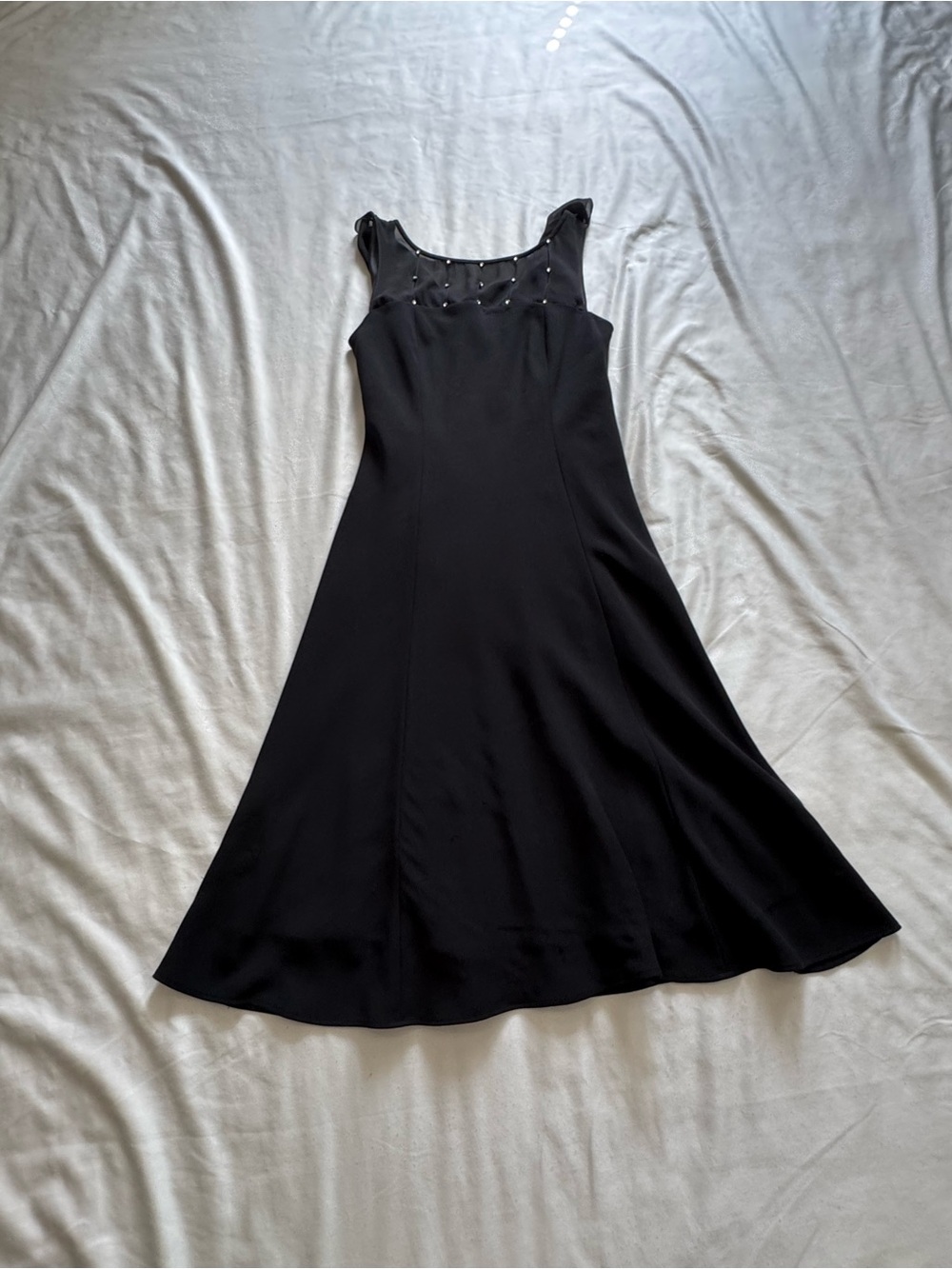 Jones New York Black Sleeveless A-Line Dress with Studded Scoop